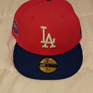 New Era Red Crown with Blue Brim LA Fitted Cap